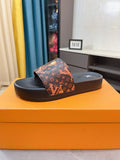 Louis Vuitton Men's Monogram-Style Slide Sandals